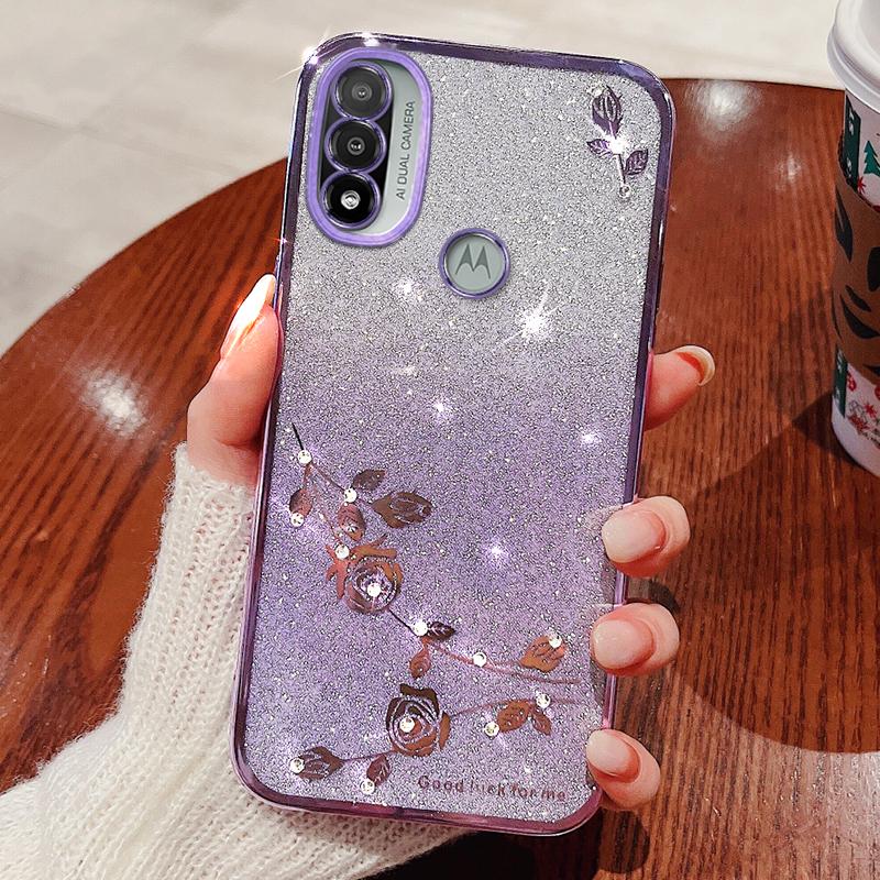 KADEM For Motorola Moto E20 TPU Case Glitter Rhinestone Phone Back Cover