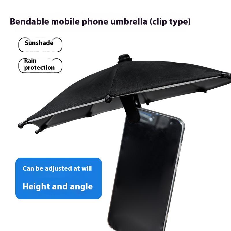 1Pc Metal Hose Can Bending Cell Phone Umbrella Holder With Clip For Sun Shade Cell Phone Sun Protection Shelter From Rain