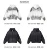 Oversized Cotton Hoodie With Dual Zipper Washed Vintage Gradient Print Unisex Streetwear Sweatshirt Fall