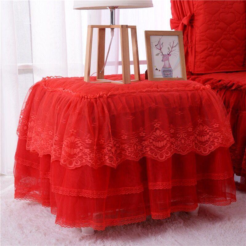 Romantic Lace Bedside Cabinet Table Cover Quilted Dust Cover Bedroom Bedside Table Skirt Cotton Padding Tablecloth