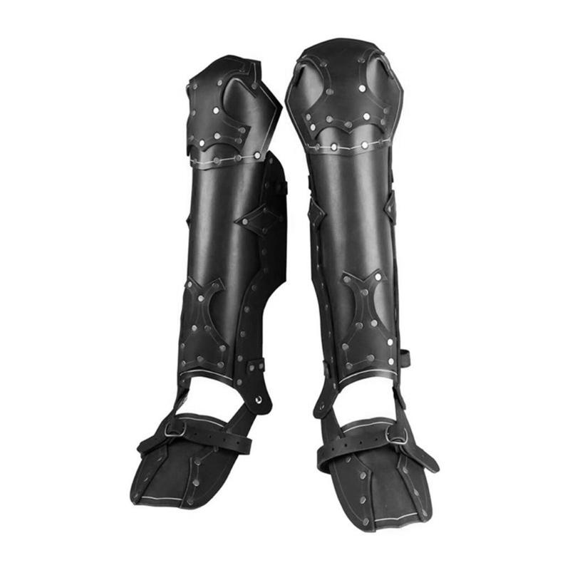 Medieval Gaiters Knight Boot Covers Spats Faux Leathers Leg Guards Renaissance Costume Accessories for Women Men Gifts