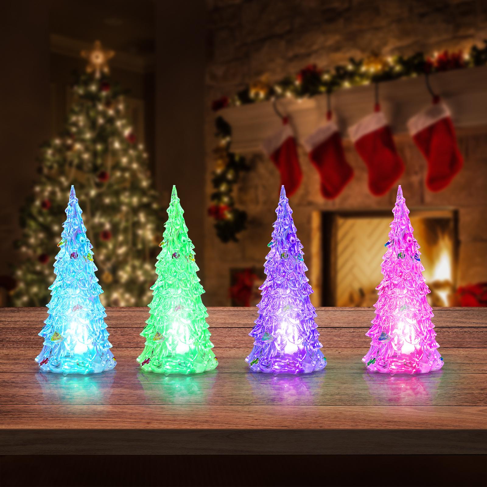 

4Pcs 12Cm LED Christmas Tree Colorful Mini Xmas Tree Elegant Home Decoration Prop Table Centerpiece Christmas Party Decor other