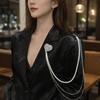 Long Chain Rhinestone Chain Pin Minimalist Style Trouser Fastener Punk Tassel Chain Brooch  Jewelry