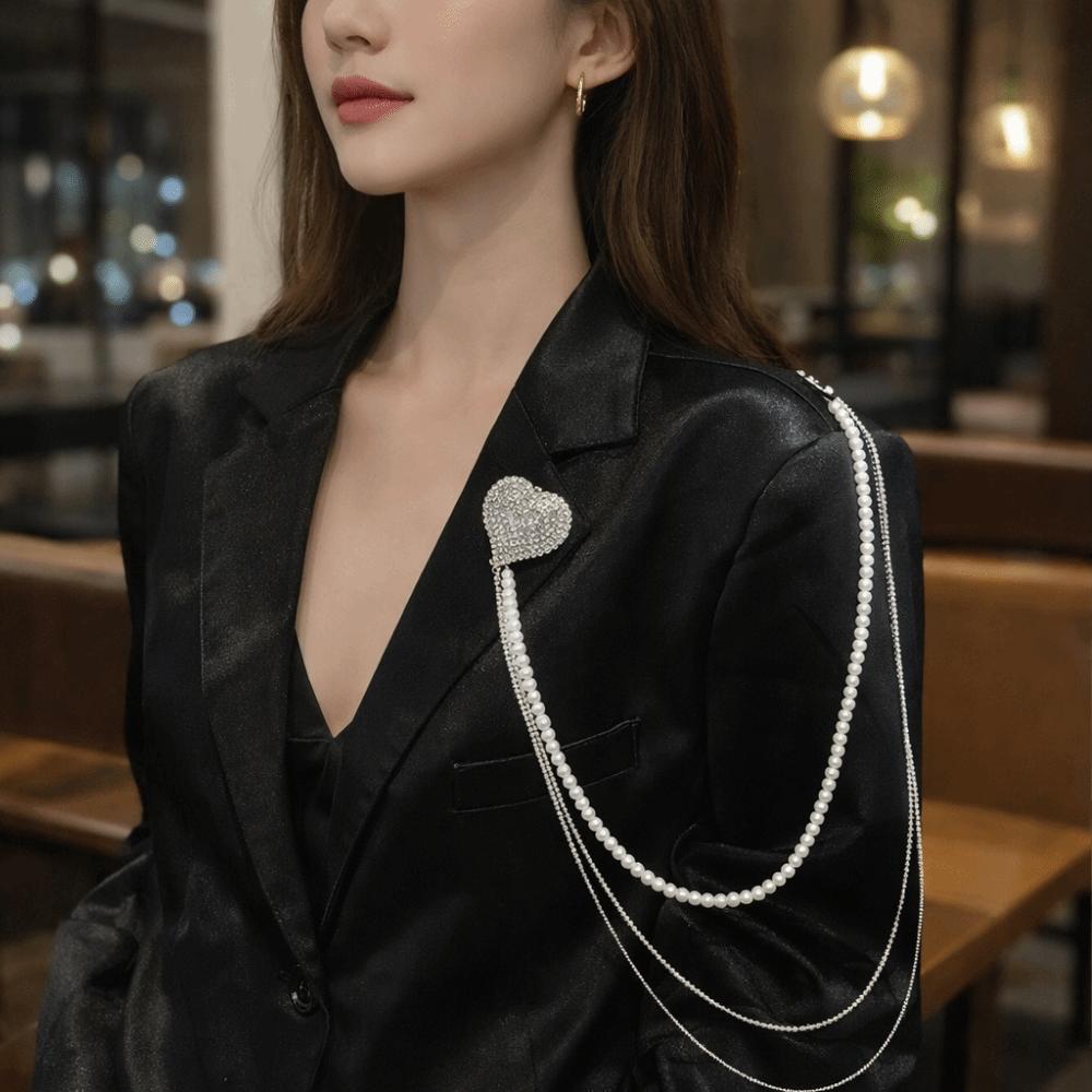 Long Chain Rhinestone Chain Pin Minimalist Style Trouser Fastener Punk Tassel Chain Brooch Jewelry