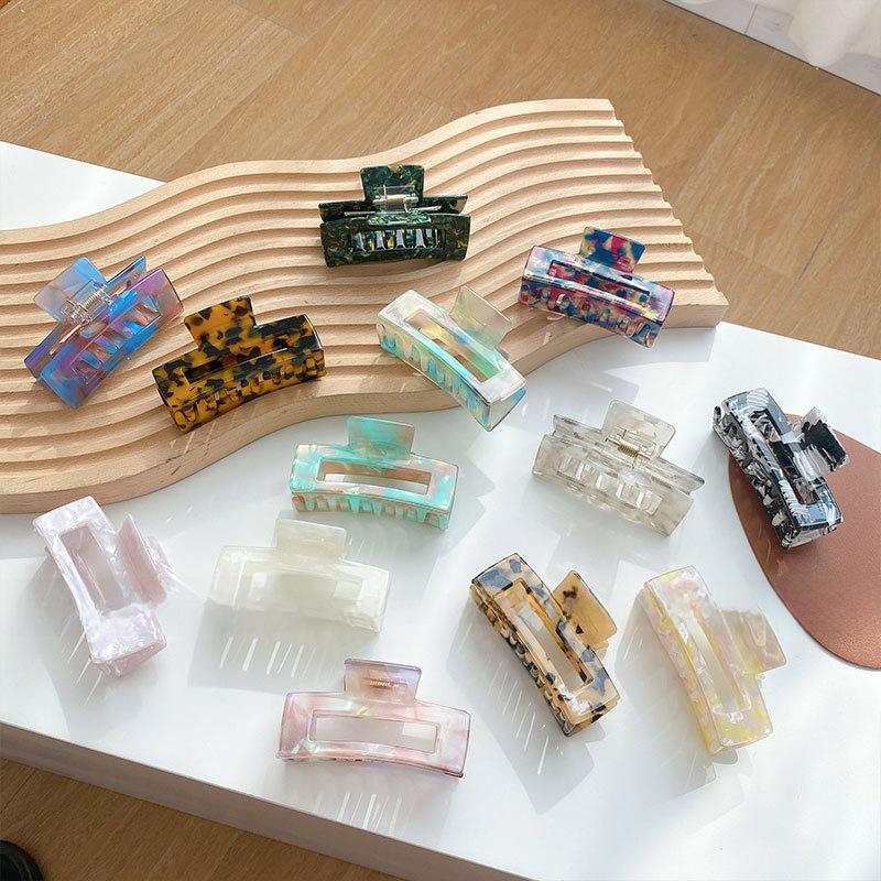 Acetate Korean Fashionable Hair Clip For Women With Elegant Square Design In Colors Multiple