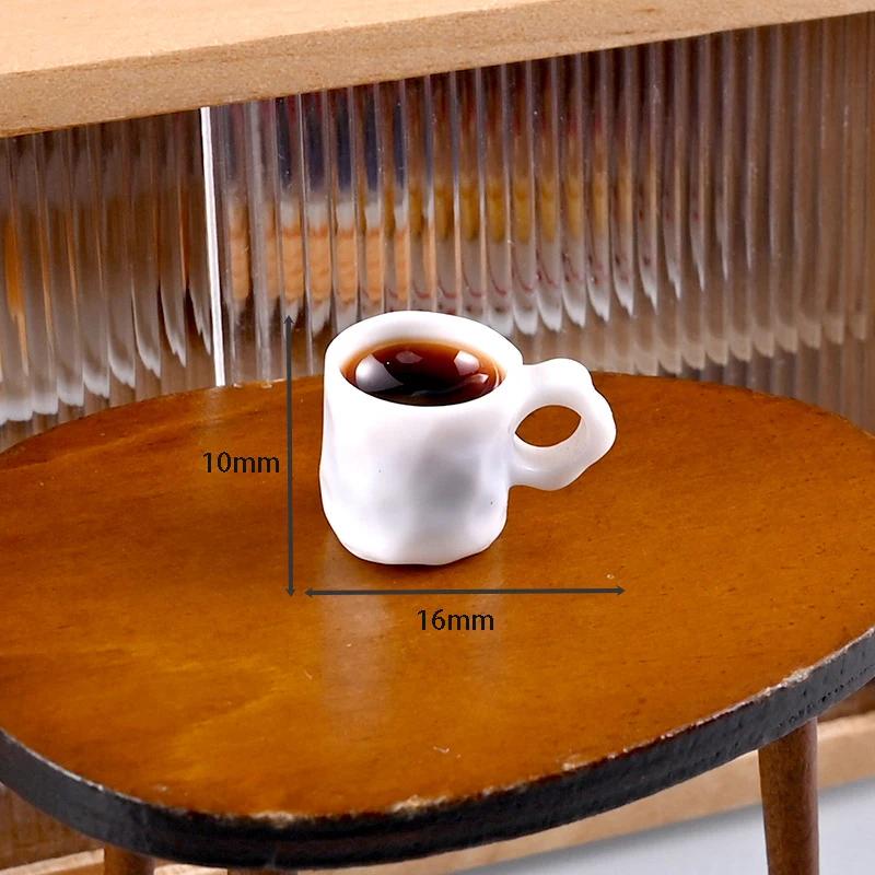 Miniature 1:12 Scale Dollhouse Decor; 6pc Resin Coffee and Water Cup Toy Simulation Model Accessories
