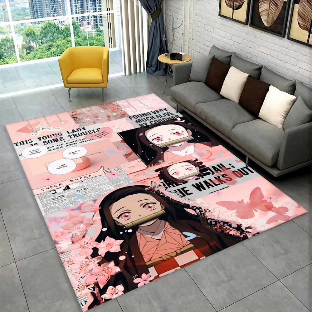 Anime Kamado Nezuko Demon Slayer Area Rug,Carpet Rug for Living Room Children Bedroom Sofa Doormat Decor,Kid Non-slip Floor Mat
