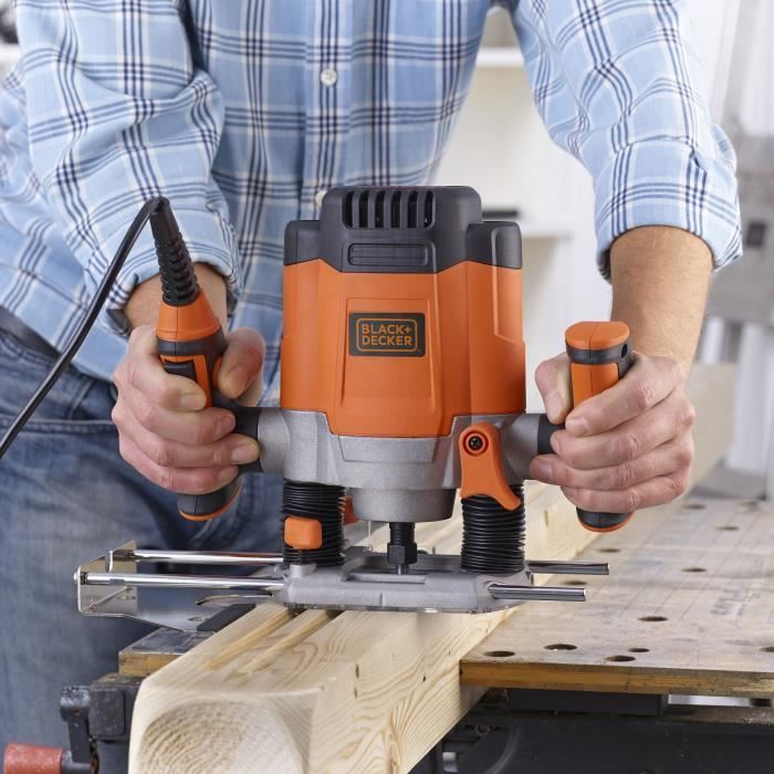 Défonceuse Filaire - BLACK+DECKER - KW1200E-QS - 1200W - 7 Accessoires