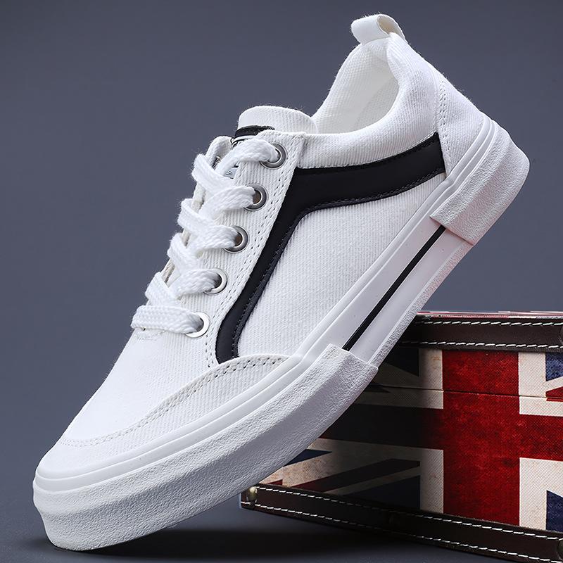 Spring New Men's Shoes Fashionable Breathable and Comfortable Versatile Lace-up Shoes Trendy Low Top Flat Men's Canvas Shoes