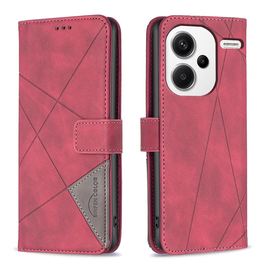 BINFEN COLOR For Xiaomi Redmi Note 13 Pro+ 5G Phone Cases Wallet Stand Geometry Imprinted Leather Cover