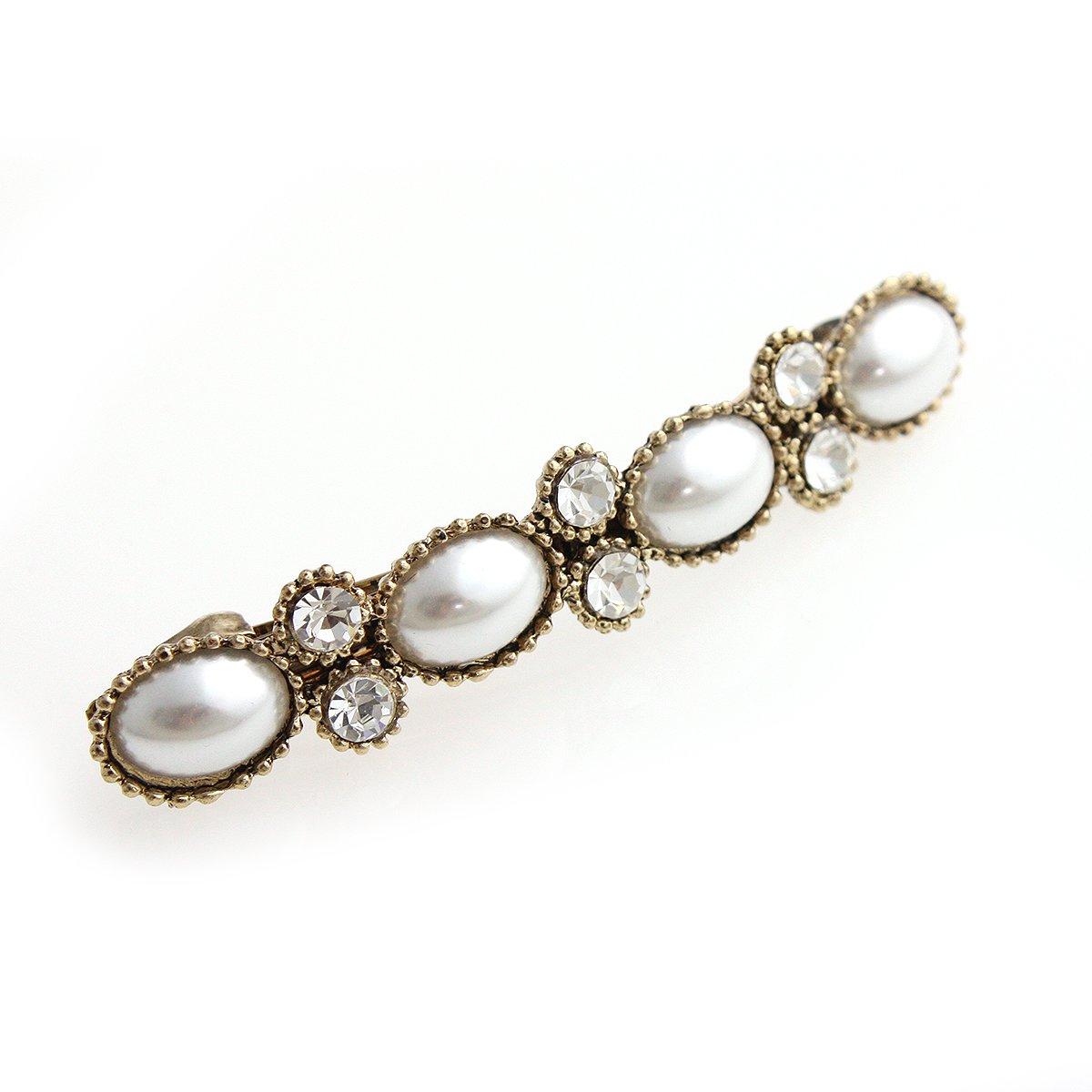 

VINGTAINE Antique Bijou Barrette Rhinestone Pearl Аксессуар для волос Pearl [Kobe Vantaine] H-506-WH