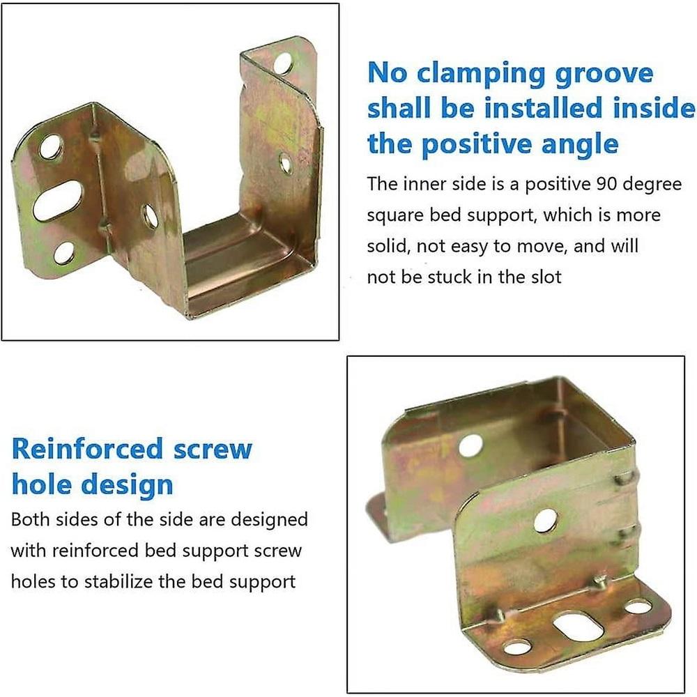 4 Pack Metal Bed Rail Square Frame Brackets 40mm U-shape Bed Hinge Supporters Zinc Plated Rust Proof Heavy Duty Fixing Connector With Screws For Furni