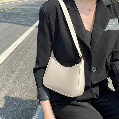 Womens Fashion Solid Color Portable Single Shoulder Underarm Bag Crossbody Bag High-end Daily Casual Fashionable Handbag