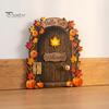 Decorative Baseboard Elf Door Wooden Halloween Decor, 2D Fairy Mouse Miniature Wall Autumn Theme Tale Ornaments Hanging, Rustic Shelf Ornament