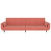 2 Seater Sofa Bed with 2 Pillows Pink Velvet