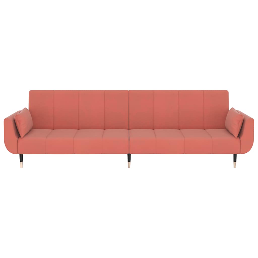 2 Seater Sofa Bed with 2 Pillows Pink Velvet