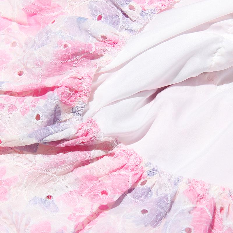 Spring 2025 Fashion: Sexy Tube Top Dress with Printed Lace and Waist-Slimming Design