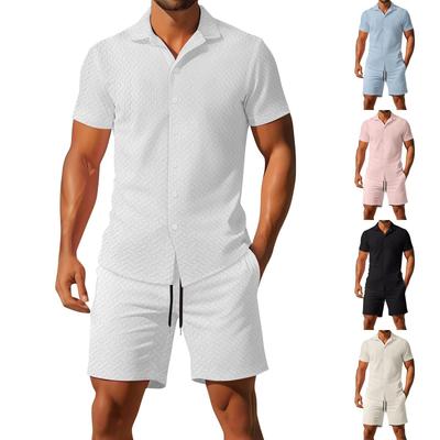 Set Estivo da Uomo a Maniche Corte e Pantaloncini Set Lento Sportivo e Casual da Uomo con Camicia e Pantaloncini