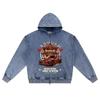 DTG print Knitted Denim Zip-Up Hoodie Precision Brother Print Zipper Hoodies  