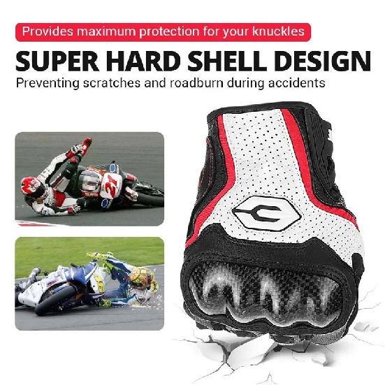 IRONRIDE Summer Motorcycle Riding Gloves Genuine Leather Carbon Fiber Anti Fall Breathable Off Road Racing Protective Gear