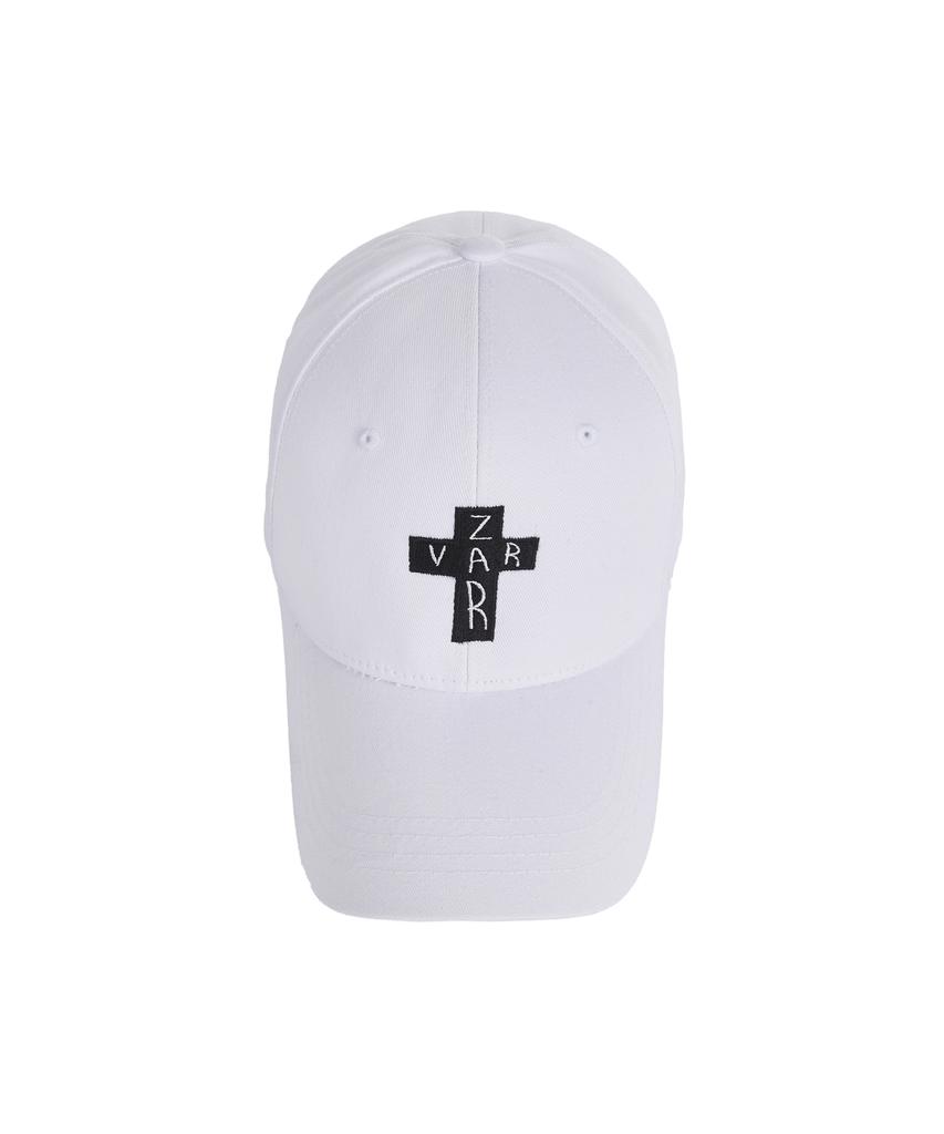Bajal Black Cross Logo Oversized Buckle Cap White