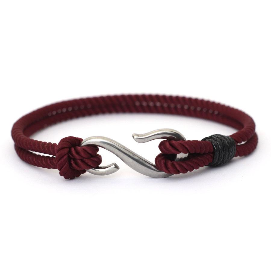 S Shape Fish Hook Double Layer Bracelet Men Women Handmade Milanese Rope Stainless Steel Hand Rope Beach Jewelry Accessories