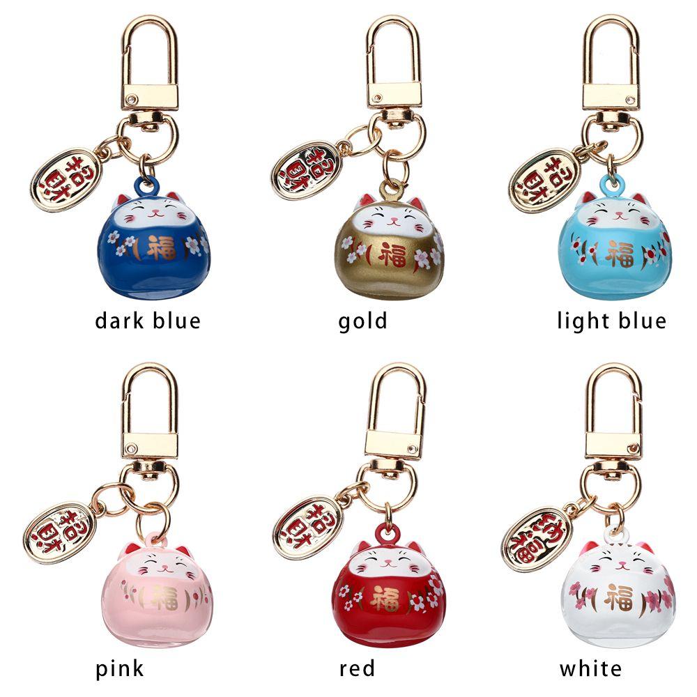 Japanese Cute Lucky Cat Keychains Cartoon Lucky Cat Key Chains Car Bag Charm Ornaments Pendant Keyring Couple Gift