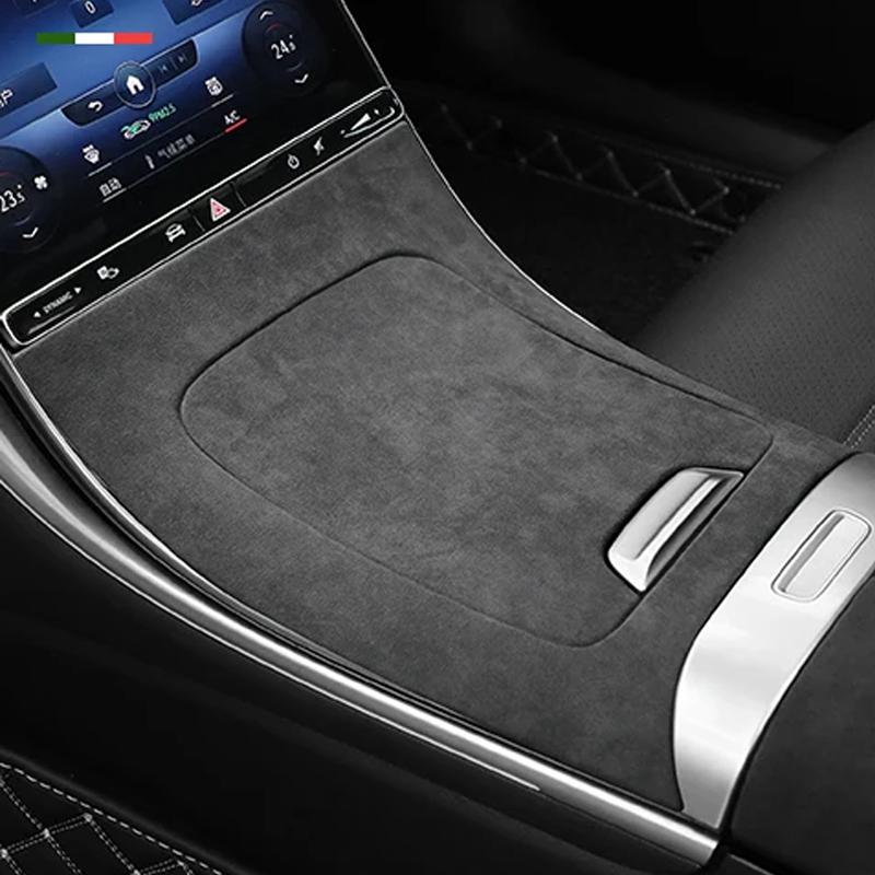 Top Suede For Mercedes Benz C-Class W206 C200 S206 A206   Car Central Console Gear Shift Panel Cover Decorative Panel