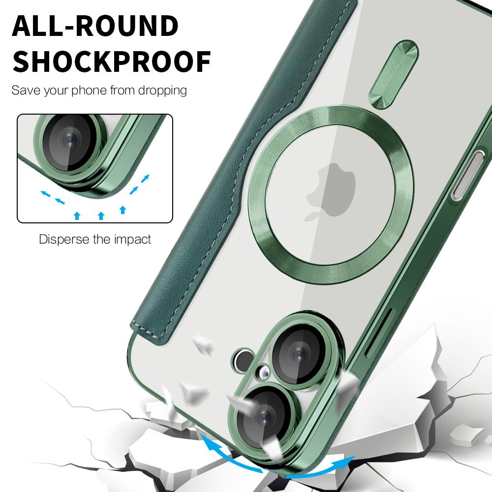For iPhone 16 Magnetic Case RFID Blocking Leather Phone Cover