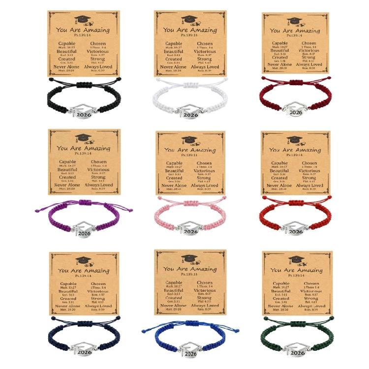 Trendy Flat Knot Friendship Bracelet With 2026 Graduate Theme Graduation Wristband For Schoolmates And Special Occasions