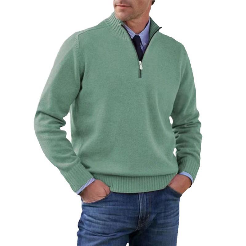 Autumn/Winter Men'S Plus-Size Knit Top, Zip-Up Knit Shirt, Warm Base Layer, Sweater For Men