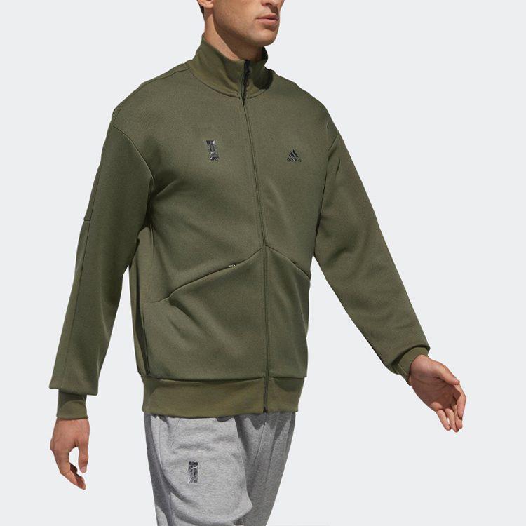 Adidas Jackets Men's Basic Green Stand Collar Moderate Instructor DM5190