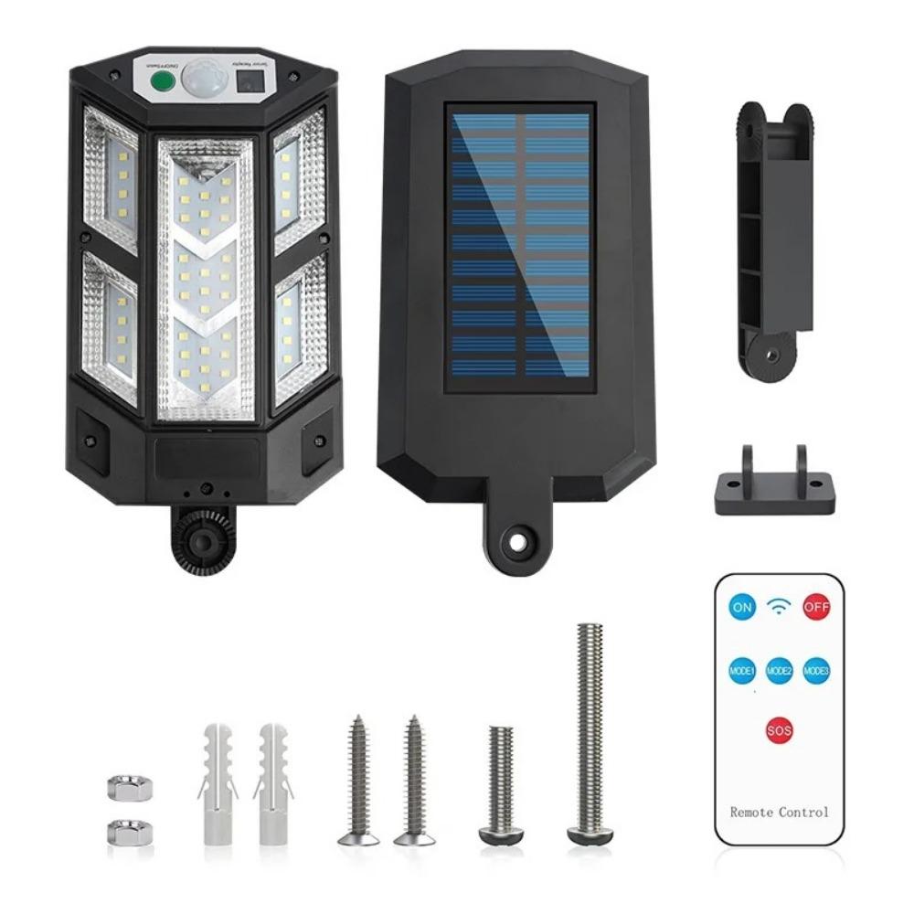 Solar Powered Security Light Motion Activated 3 Lighting Modes Weatherproof Construction for Outdoor Wall Garden Garage Lighting