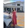 Dopamine Vacation Style Women's Clothing Korean Version Summer Clothing Temperament Waist Suspender Dress Slim and Thin Bottom Long Dress Women