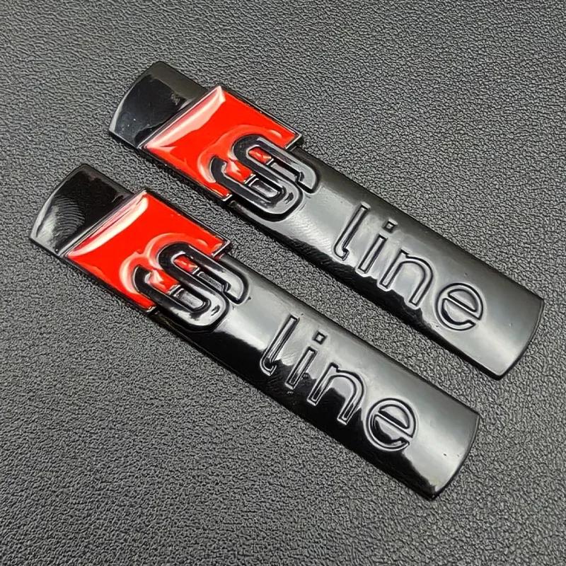2ks 3D kovové logo Sline Znak S LINE Samolepka na blatník auta Pro Audi A1 A2 A3 A4 A5 A6 A7 Q2 Q3 Q5 Q7 SQ5 RS5 TT Příslušenství