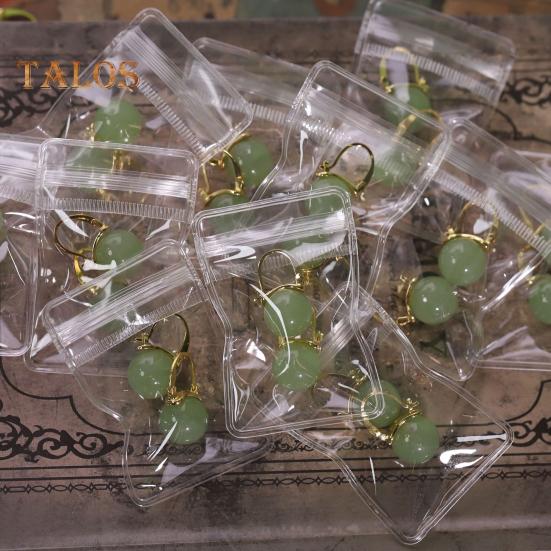 1 Paar Tropfenohrringe für Damen, Glasperlen, poliertes Kupfer, Huggie-Ohrringe, durchbohrte Schnalle, Ohrringe, Weihnachtsgeschenk zum Valentinstag