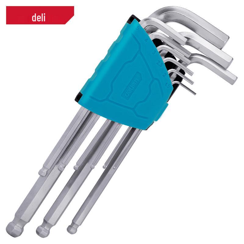 Deli 9-Piece Extended Ball Head Hex Key Set