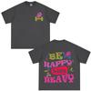 Be Happy Lift Heavy Colorful Bubble Font Dumbbell Smile Graphic TShirt Tees Unisex Unisex Aesthetic Trend Fashion Cotton Tshirts