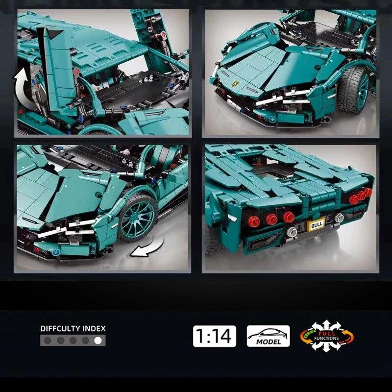 HOT MOC Speeds Champions Series Automobils Purple Sports Car Famous Supercar Race Building Blocks Bricks Classic Model