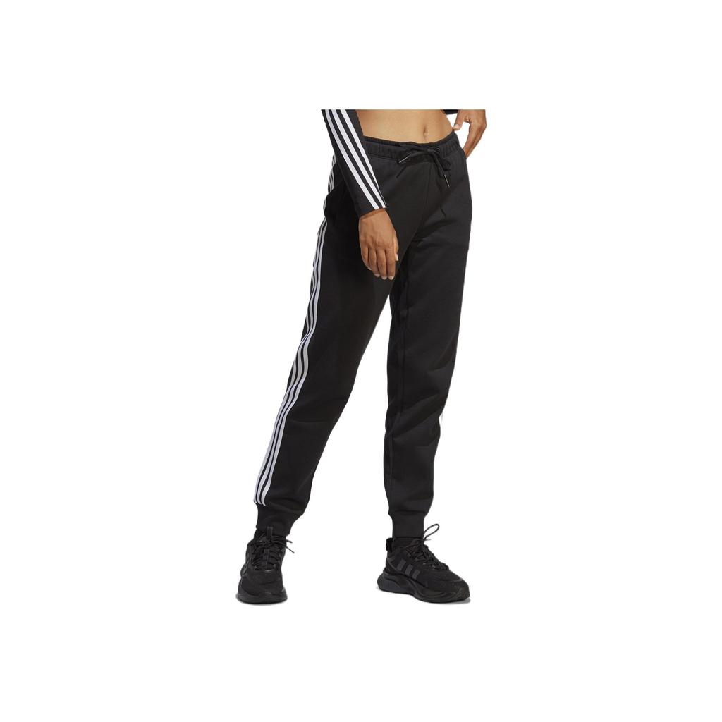Adidas Plain Logo Badge Drawstring Tied Hem Sports Pants Women Bottoms Black HT4704