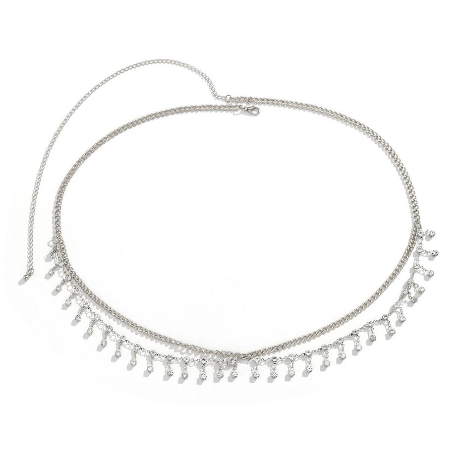 Ingemark Sexy Rhinestone Star Tassel Pendant Waist Belly Belt Chain for Women Summer Bikini Rave Body Zircon Y2K Accessories