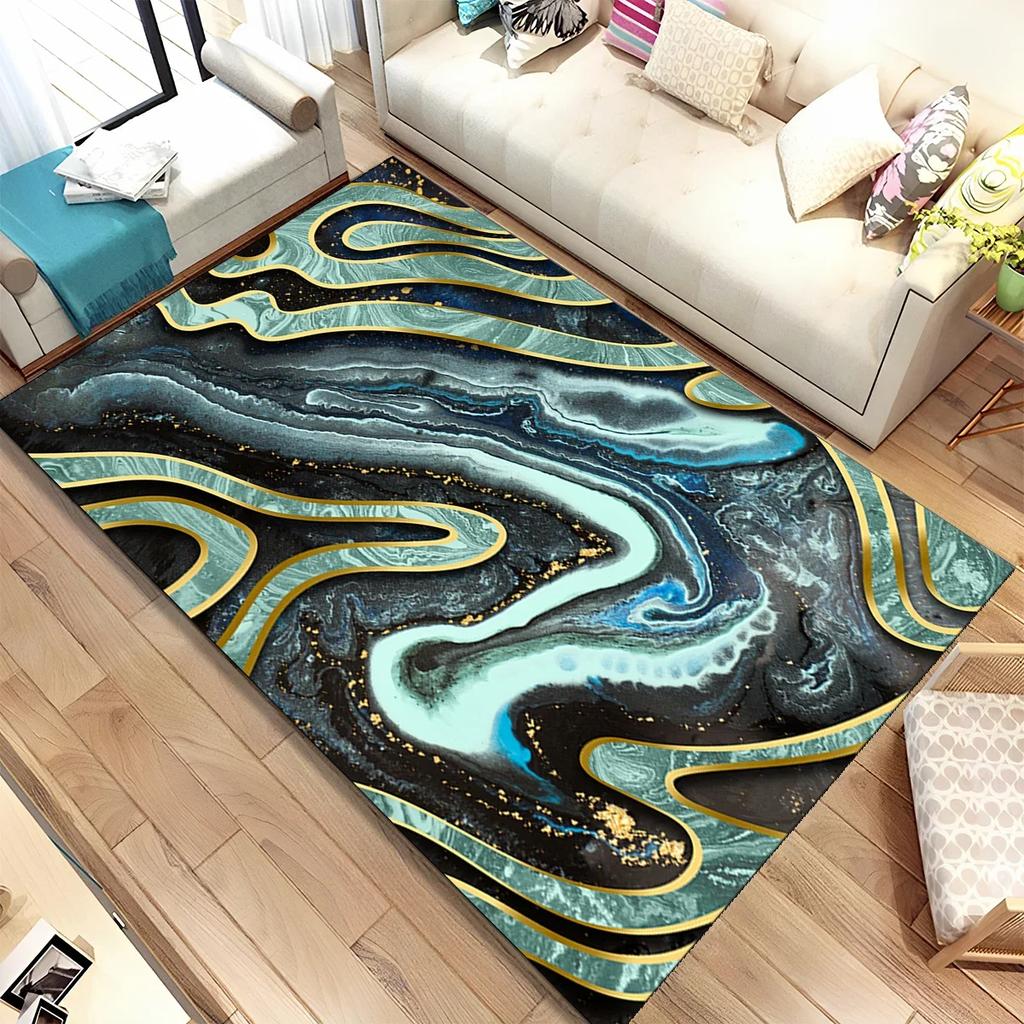 Colour Gold Nordic Marble Splendid Area Rug Large Carpet Marbling Rugs for Home Living Room Bedroom Decor Door Mat Floor Mats