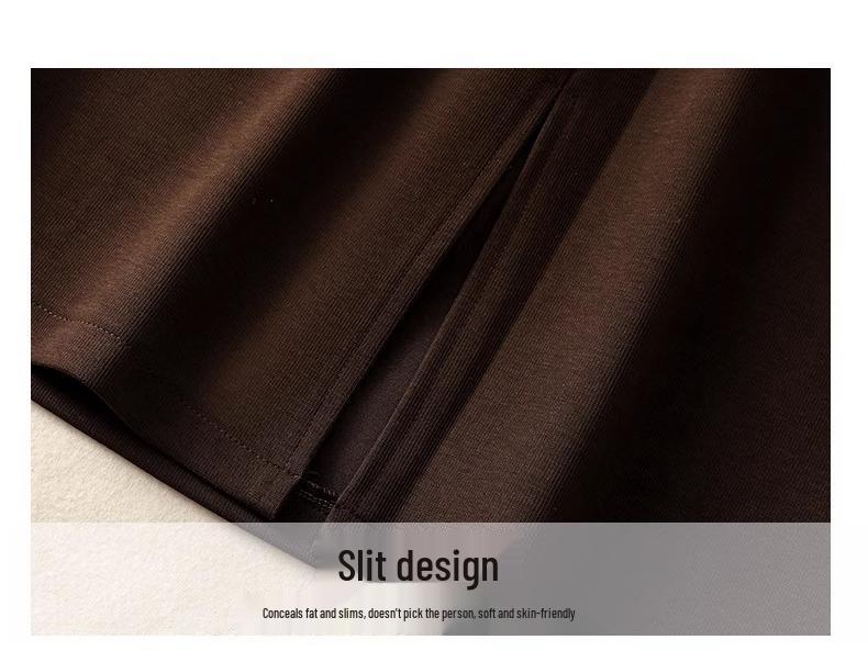 Women's Autumn/Winter Fleece-Lined or Regular Midi Skirt Sweatshirt Dress, Plus Size, Elastic Waist with Drawstring