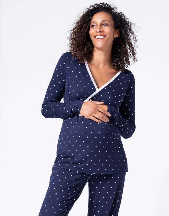 Seraphin MARTAH Navy Dot Maternity Pajama XS Women's Set,