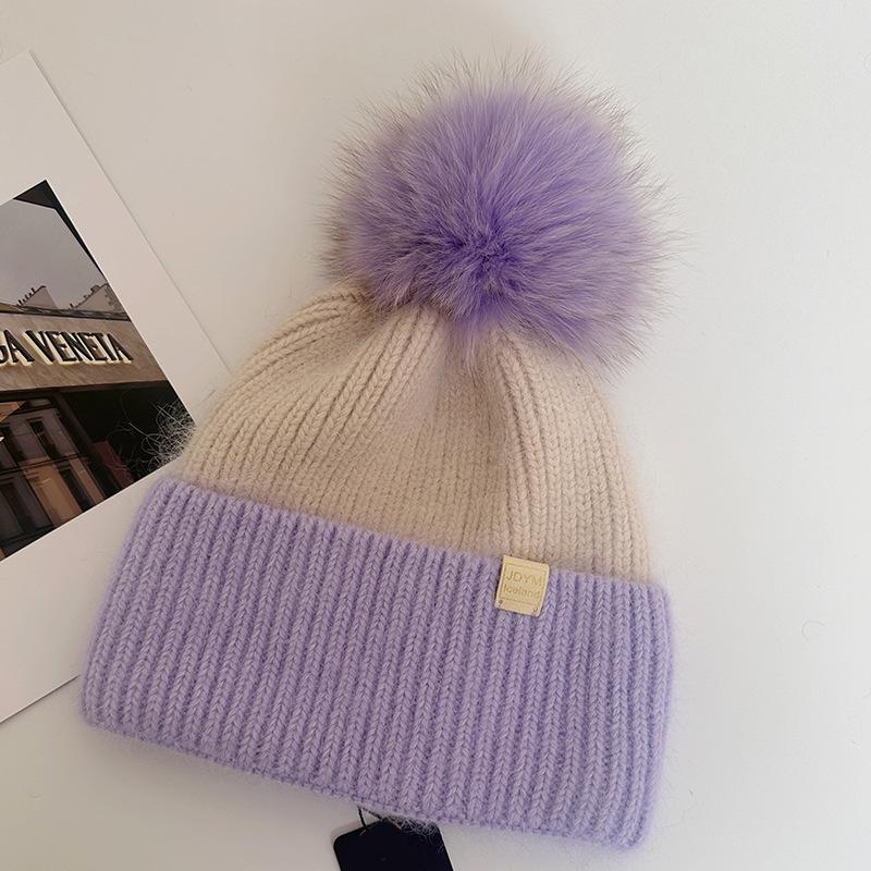 

Rabbit Fur Knitted Hat Women s Winter Warm Hairball Wool Hat Ear Protection Hat Winter Hats for Women, Beanies for Women, Hats for Women Winter ONE SIZE