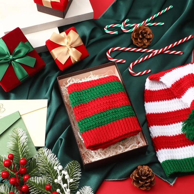 1-10PCS Unisex Cozy Knitted Christmas Hat with Long Tail Pom Pom for Autumn Winter Warm Beanie and Holiday Party Decor