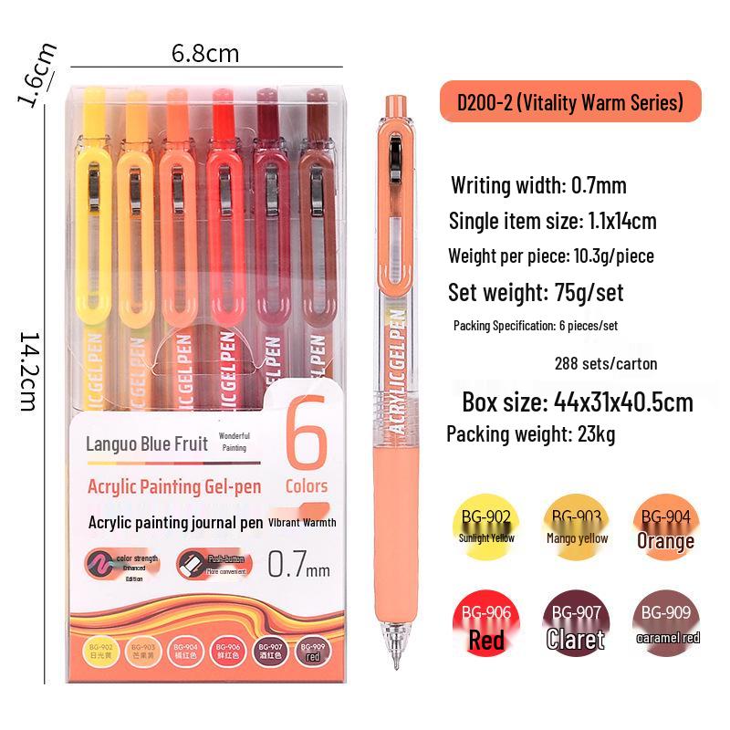90-Color Blue Fruit Acrylic Paint Pen, 0.7mm Large Capacity Hand-Press Student Journal Marker