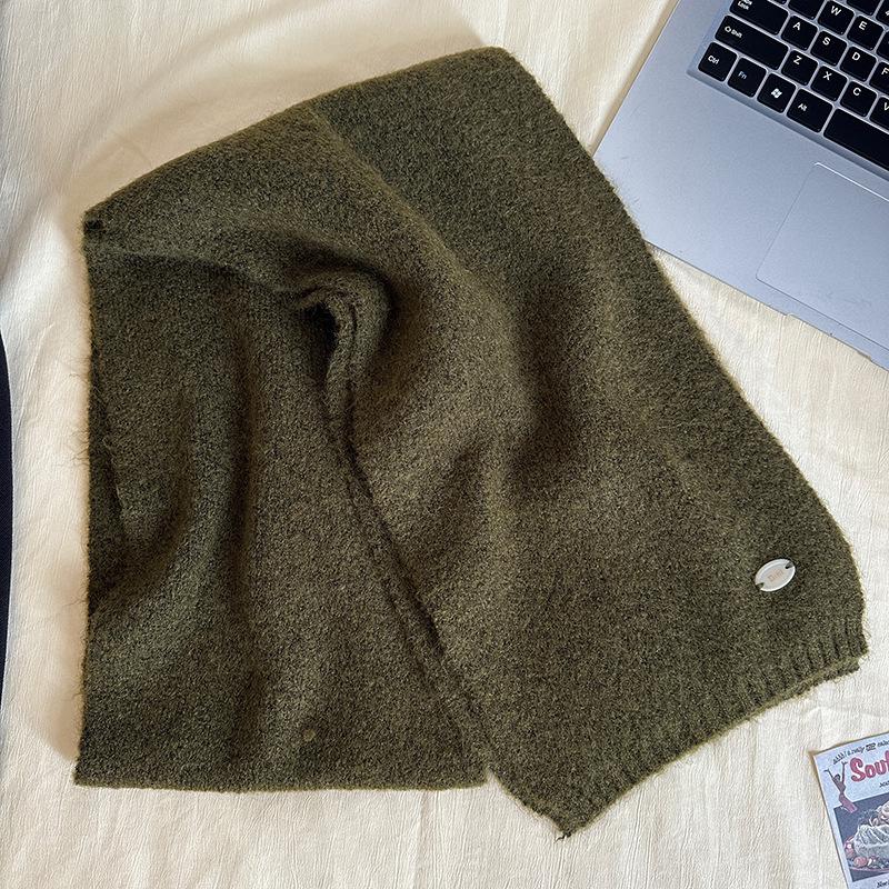 Luochi Knitting: Soft Wool Scarf with Shell Logo - Warm, Versatile, Unisex Winter Neck Warmer