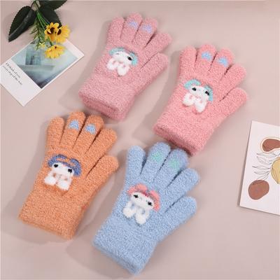 Kinderhandschuhe Winter Hase Vollfinger Mädchen Baby Fünffinger Klappdeckel Split-Finger Warm Halbpack Grundschüler Schreiben