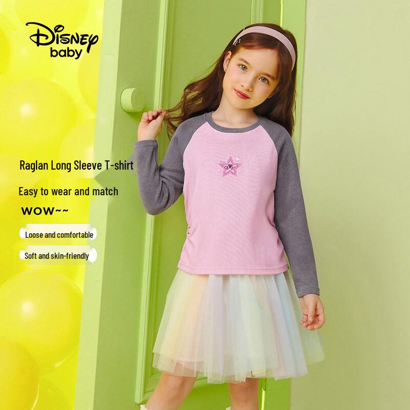 Disney Girls  Colorblock Raglan Long Sleeve T-Shirt 140